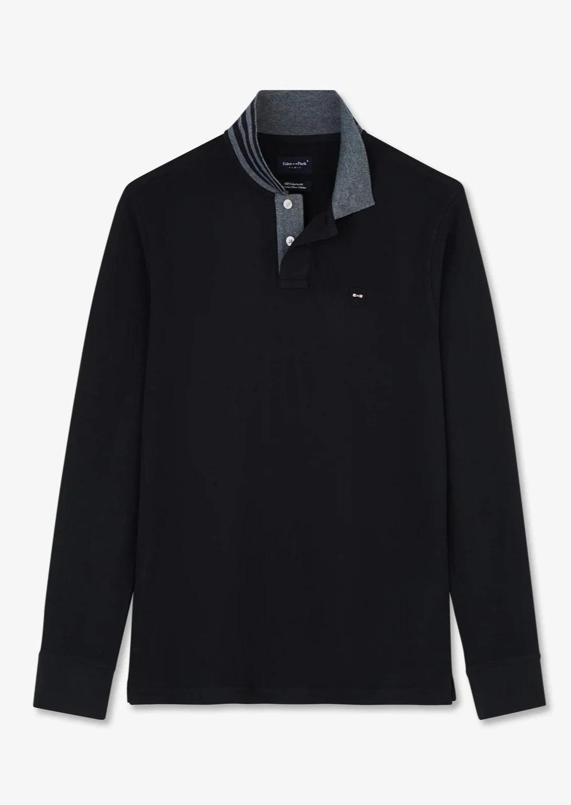 Polo manches longues Eden Park noir - Georgespaul