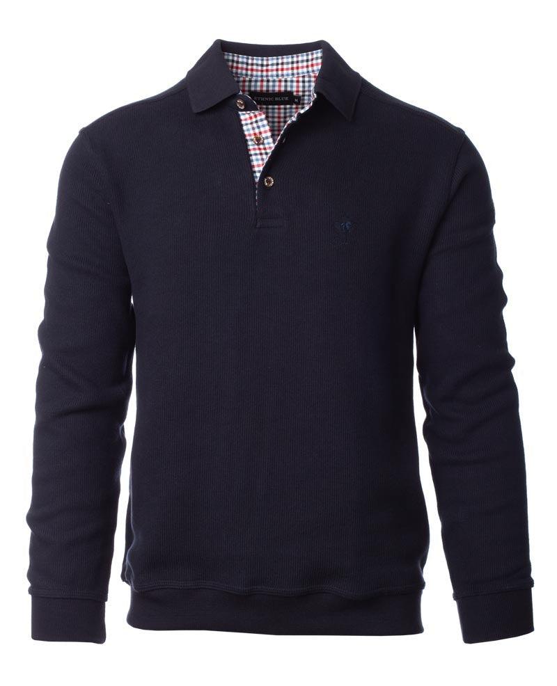 Polo manches longues Ethnic Blue marine - Georgespaul