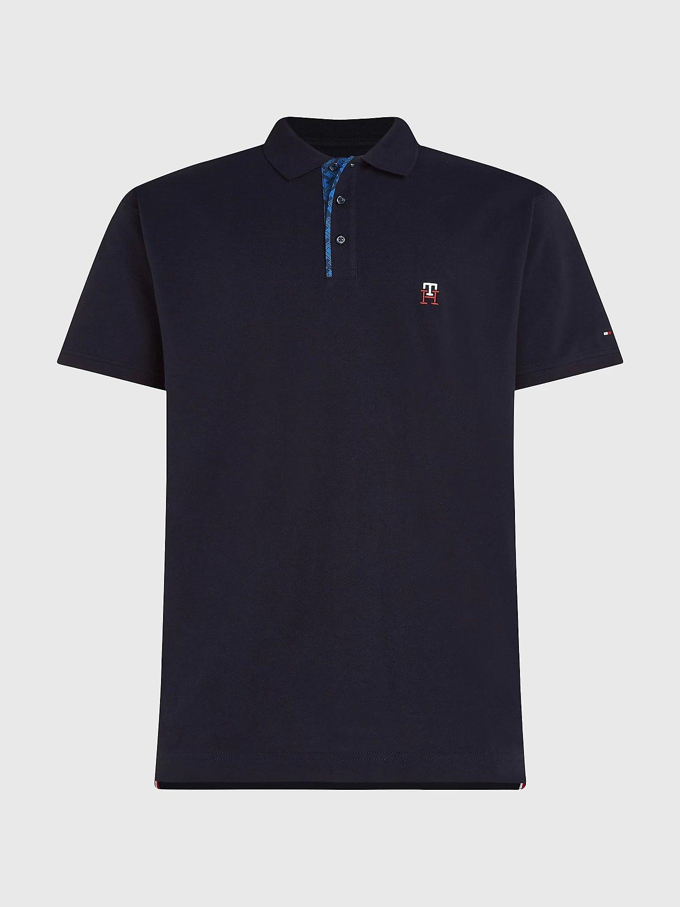 Polo monogramme Tommy Hilfiger marine en coton bio - Georgespaul