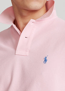 Polo pour homme Ralph Lauren ajusté rose en coton piqué | Georgespaul
