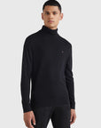 Pull col roulé Tommy Hilfiger noir en cachemire - Georgespaul