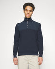 Pull demi zip BOSS marine en laine - Georgespaul