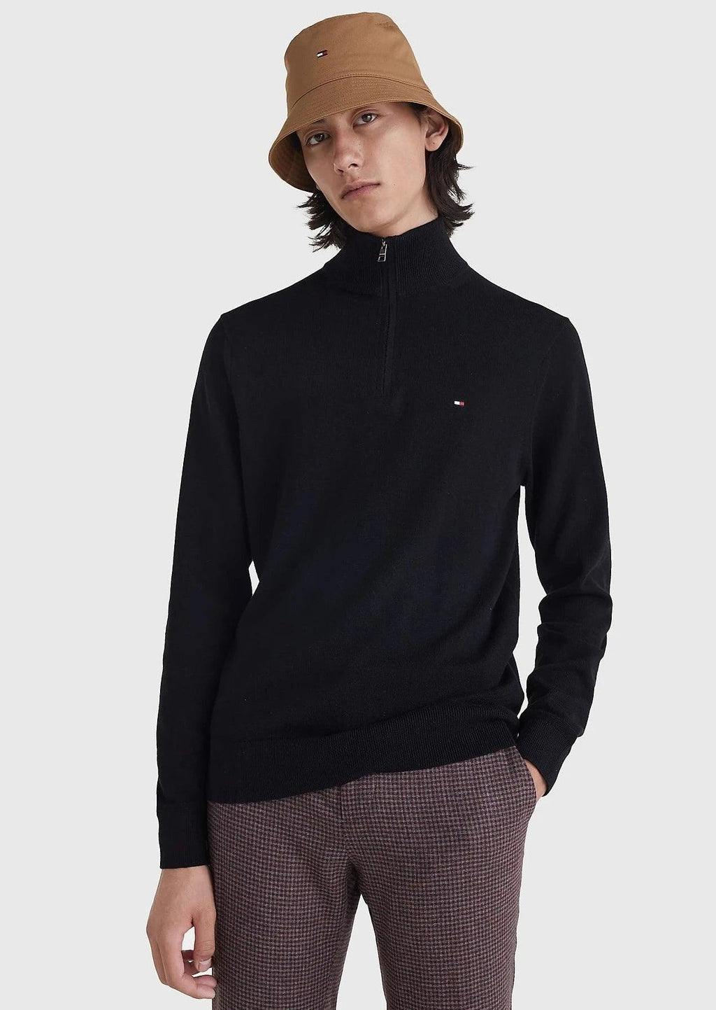 Pull demi zip Tommy Hilfiger noir en cachemire I Georgespaul
