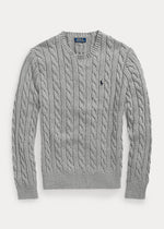 Charger l&#39;image dans la galerie, Pull torsadé Ralph Lauren gris en coton
