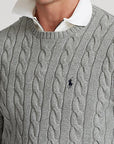 Pull torsadé Ralph Lauren gris en coton - Georgespaul