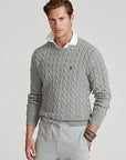 Pull torsadé Ralph Lauren gris en coton - Georgespaul