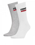 Packung mit 2 Paar hohen Levi's®-Socken aus weißer, zweifarbiger Baumwolle
