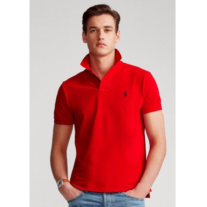 Polo Ralph Lauren ajusté rouge en coton piqué