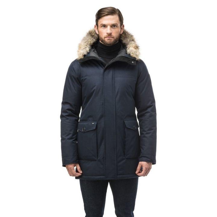 Parka à capuche fourrure Yves Nobis marine - Georgespaul