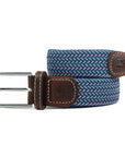 Ceinture tressée bicolore Billybelt bleue et blanche en cuir - Georgespaul