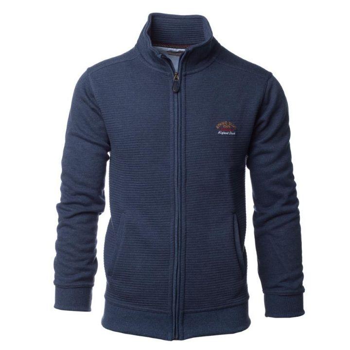 Pull bi-matière zippé Ethnic Blue bleu indigo - Georgespaul