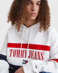 Sweat à capuche Tommy Jeans blanc en coton bio I Georgespaul