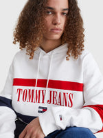 Charger l&#39;image dans la galerie, Sweat à capuche Tommy Jeans blanc en coton bio I Georgespaul
