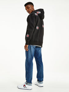 Sweat à capuche homme logos Tommy Jeans noir coton bio | Georgespaul