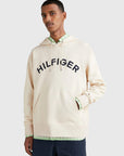 Sweat à capuche logo Tommy Hilfiger beige en coton bio - Georgespaul