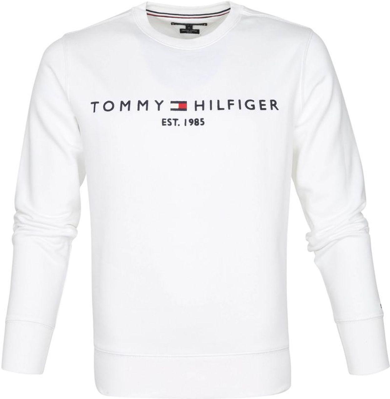 Sweat logo Tommy Hilfiger blanc en coton bio - Georgespaul