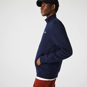 Sweat zippé Lacoste marine en molleton de coton