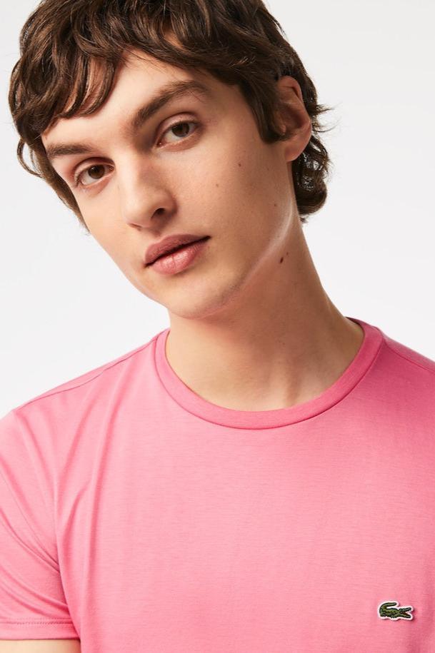 T-Shirt Lacoste rose en coton pima pour homme I Georgespaul