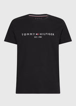 Laden Sie das Bild in den Galerie-Viewer, Schwarzes T-Shirt mit Tommy Hilfiger-Logo aus Bio-Baumwolle
