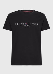 Schwarzes T-Shirt mit Tommy Hilfiger-Logo aus Bio-Baumwolle