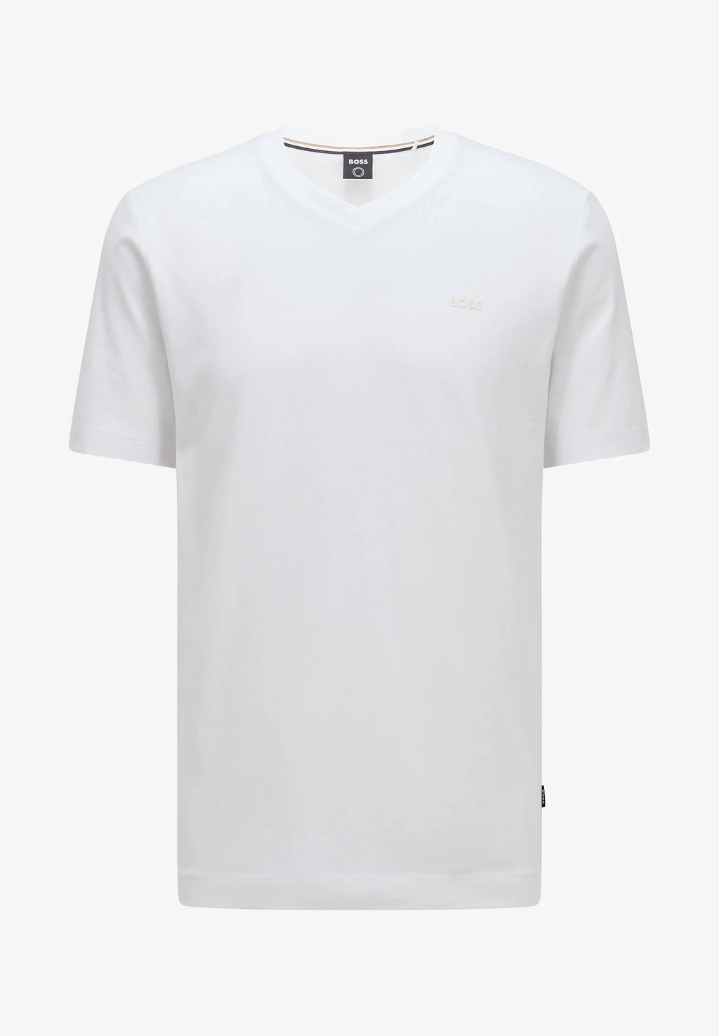 T-Shirt col V homme BOSS blanc en coton | Georgespaul
