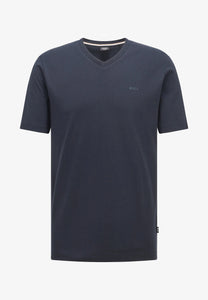 Marineblaues BOSS T-Shirt aus Baumwolle mit V-Ausschnitt