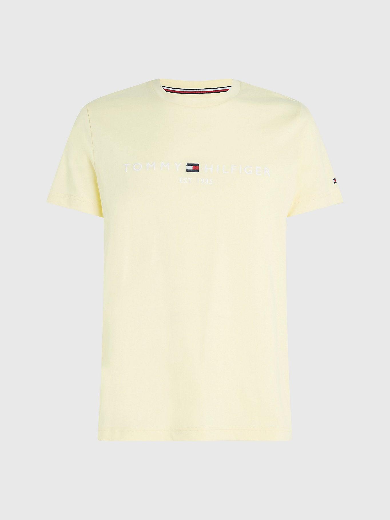 T-Shirt logo poitrine Tommy Hilfiger jaune clair coton bio - Georgespaul