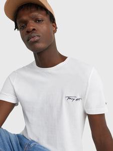 T-Shirt logo Tommy Hilfiger blanc pour homme | Georgespaul