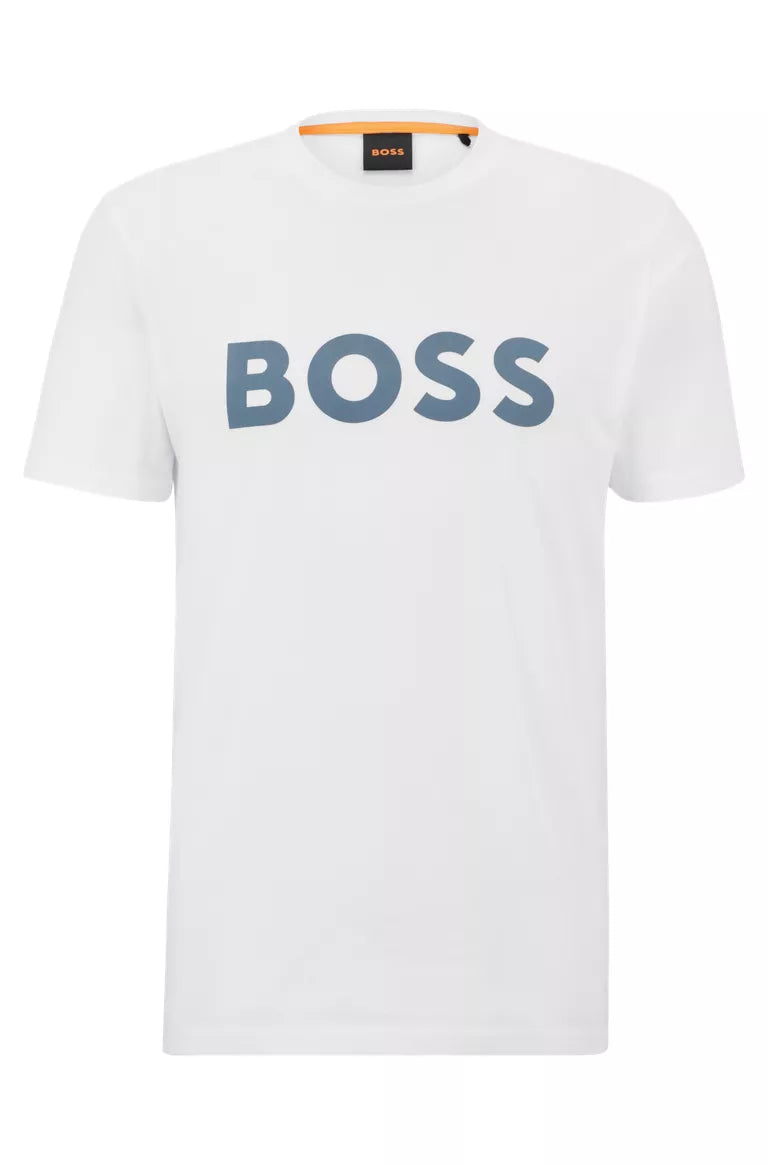 T-Shirt pour homme logo BOSS blanc en coton | Georgespaul