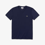 Charger l&#39;image dans la galerie, T-shirt col V Lacoste marine en coton pima
