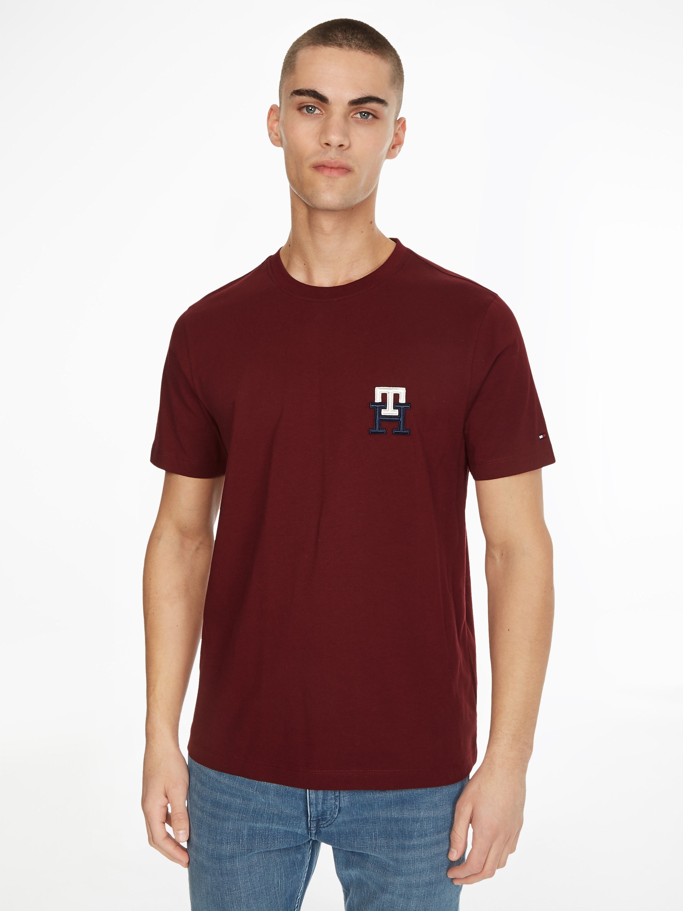 T-Shirt logo monogramme Tommy Hilfiger bordeaux | Georgespaul