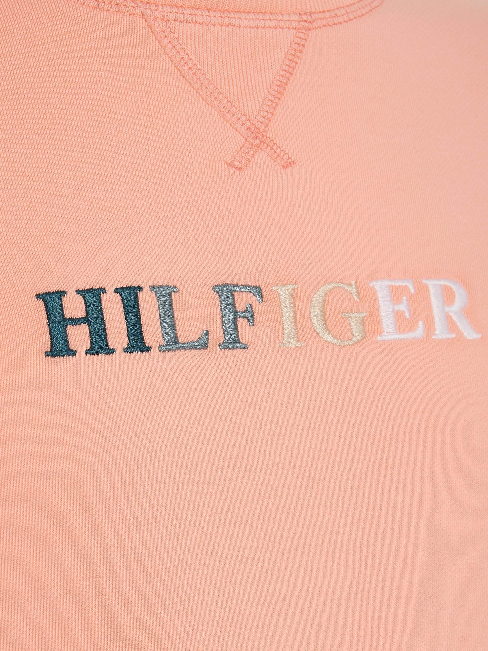 Sweat col rond logo multicolore Tommy Hilfiger rose | Georgespaul