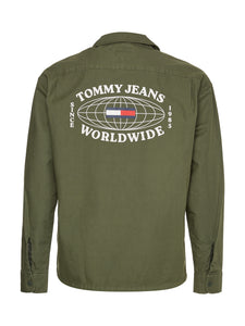 Chemise pour homme Tommy Jeans kaki en dobby | Georgespaul