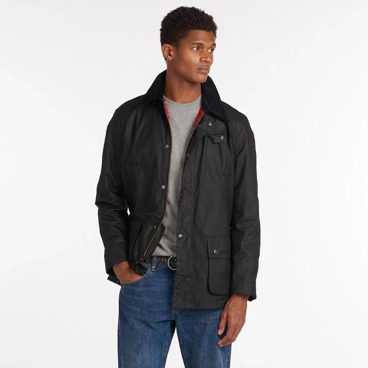 Veste Ashby Barbour noire en coton ciré - Georgespaul