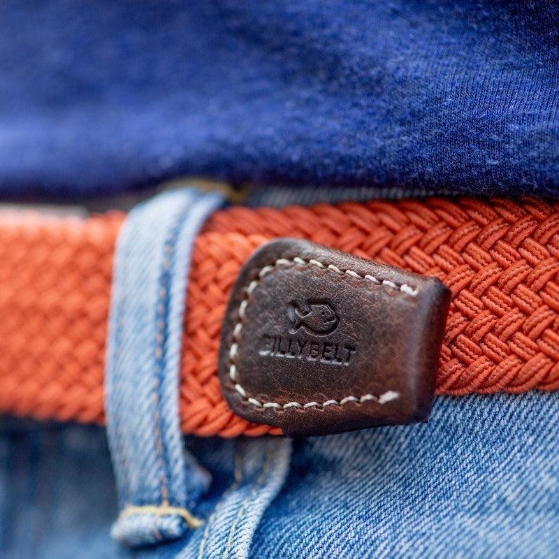 Ceinture tressée Billybelt rouge terracotta en cuir - Georgespaul