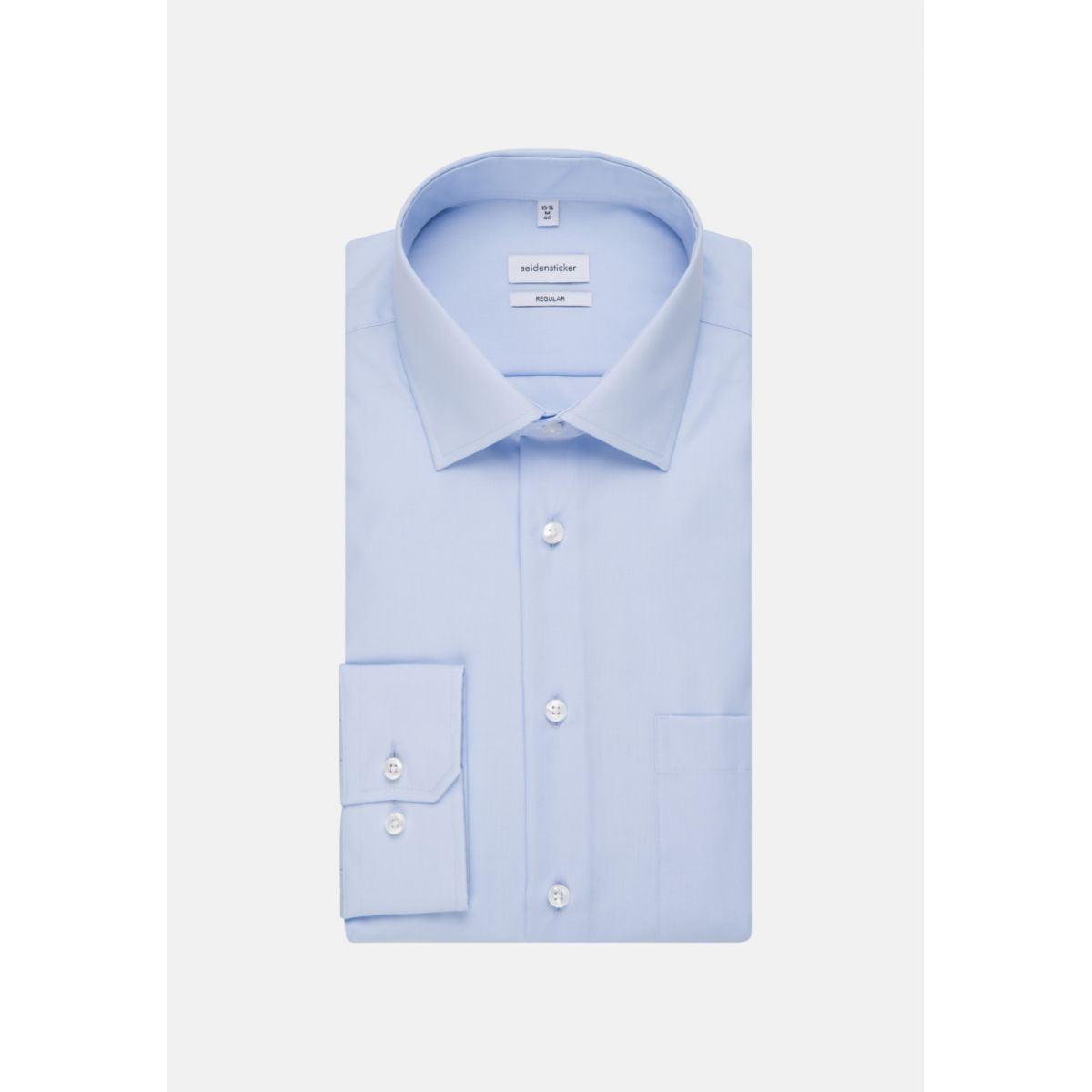 Chemise Seidensticker coupe droite bleue sans repassage - Georgespaul