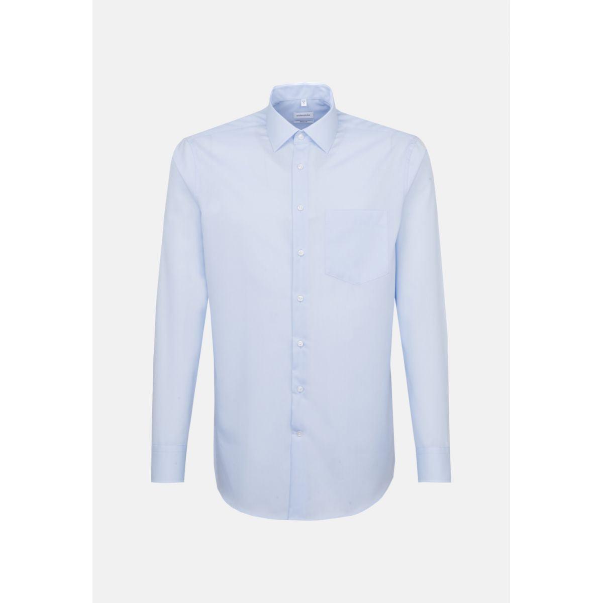 Chemise Seidensticker coupe droite bleue sans repassage - Georgespaul