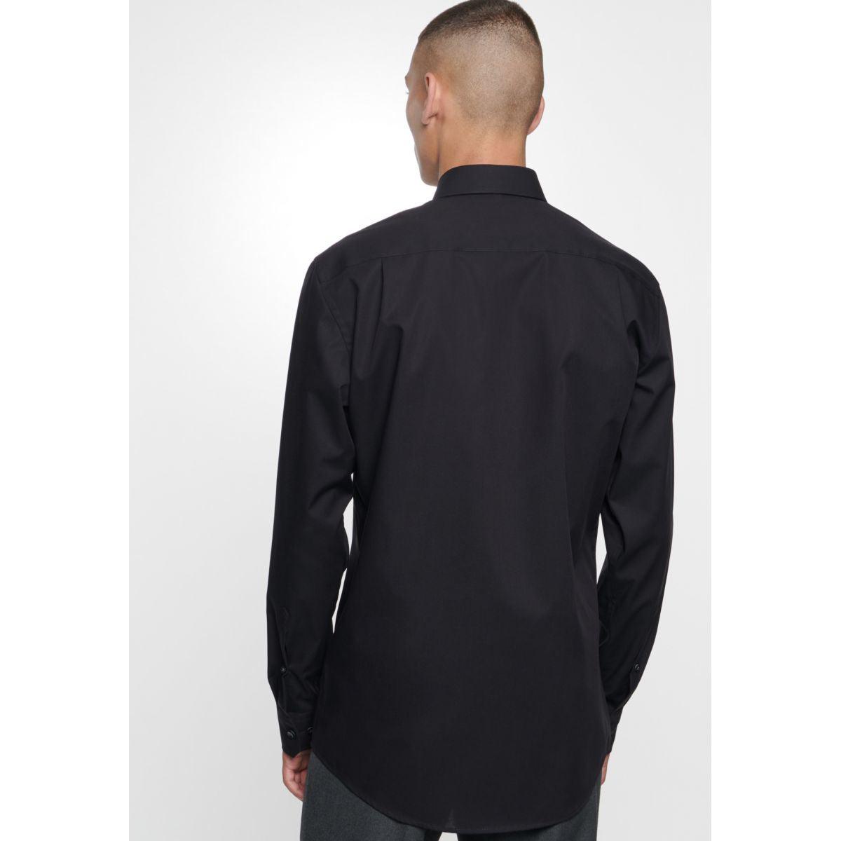 Chemise Seidensticker coupe droite noire sans repassage - Georgespaul