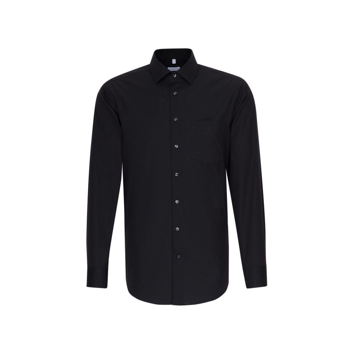 Chemise Seidensticker coupe droite noire sans repassage - Georgespaul