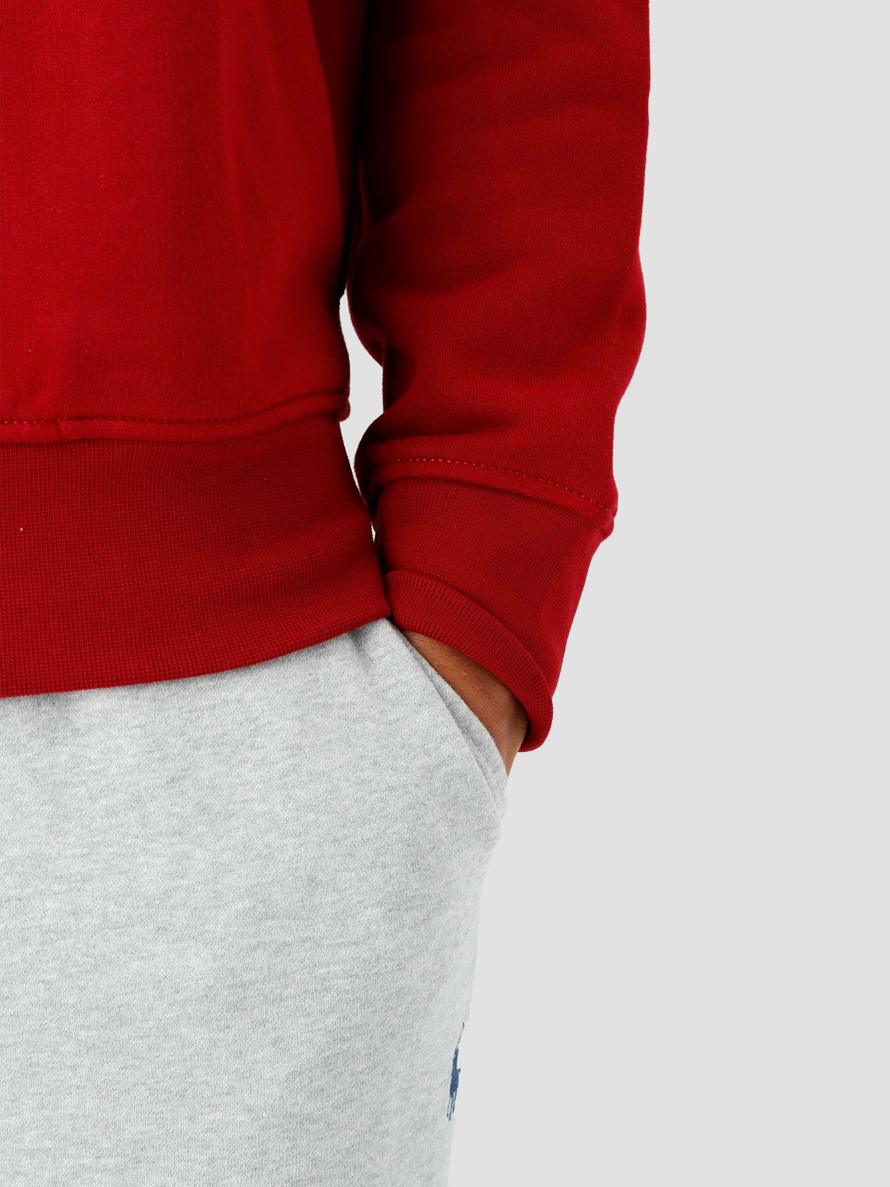 Sweat demi zip Ralph Lauren rouge en coton | Georgespaul