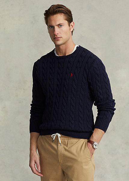 Pull torsadé Ralph Lauren marine en coton - Georgespaul