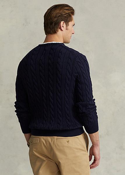 Pull torsadé Ralph Lauren marine en coton - Georgespaul