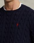 Pull torsadé Ralph Lauren marine en coton - Georgespaul