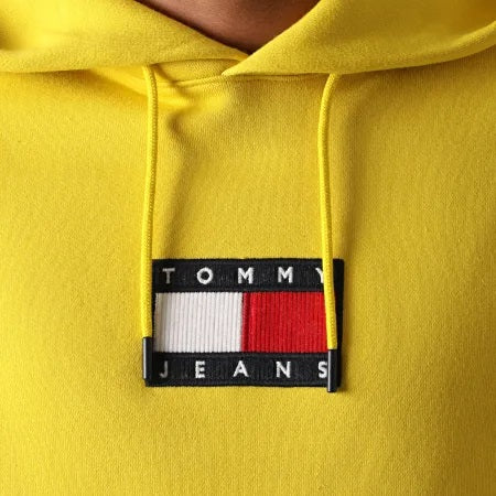 Sweat à capuche Tommy Jeans jaune coton bio